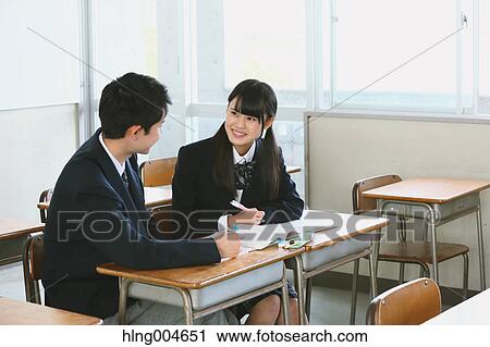 Japanese high-school students in empty classroom View Large Photo Image Stock Image - Japanese high-school students in empty classroom. Fotosearch