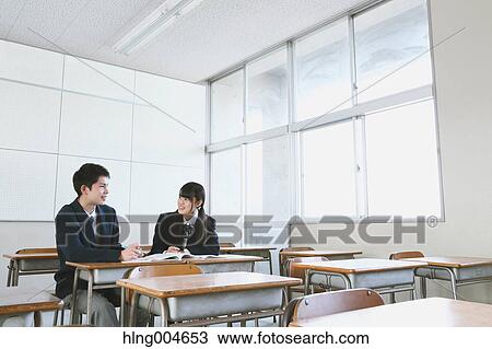 Japanese high-school students in empty classroom View Large Photo Image Stock Image - Japanese high-school students in empty classroom. Fotosearch