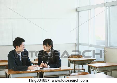 Japanese high-school students in empty classroom View Large Photo Image Stock Photo - Japanese high-school students in empty classroom. Fotosearch