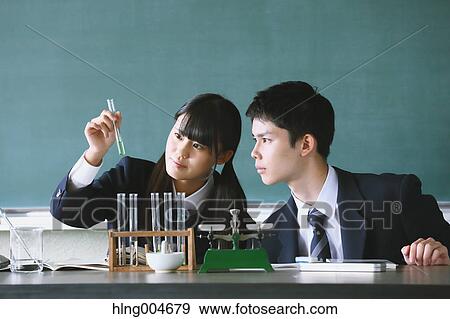 Stock Photo - Japanese high-school students in empty classroom. Fotosearch