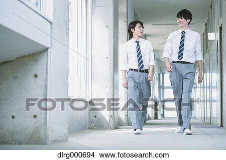 Japanese high-school students in school corridor View Large Photo Image Picture - Japanese high-school students in school corridor. Fotosearch