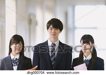 Japanese high-school students in school corridor View Large Photo Image Picture - Japanese high-school students in school corridor. Fotosearch