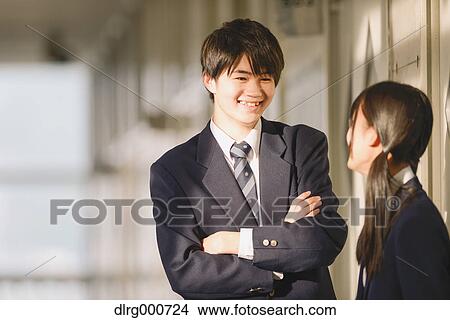 Japanese high-school students in school corridor View Large Photo Image Picture - Japanese high-school students in school corridor. Fotosearch