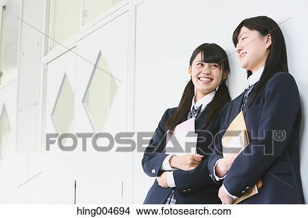 Japanese high-school students in school corridor View Large Photo Image Picture - Japanese high-school students in school corridor. Fotosearch