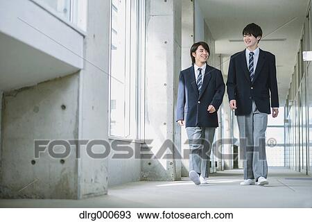 Japanese high-school students in school corridor View Large Photo Image Stock Image - Japanese high-school students in school corridor. Fotosearch