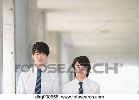 Japanese high-school students in school corridor View Large Photo Image Stock Photo - Japanese high-school students in school corridor. Fotosearch