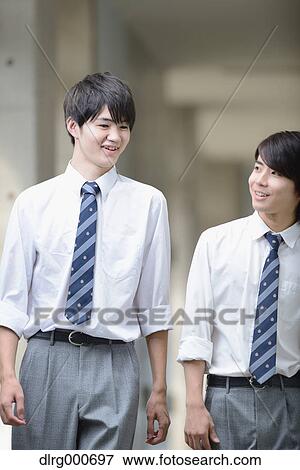 Japanese high-school students in school corridor View Large Photo Image Stock Photo - Japanese high-school students in school corridor. Fotosearch