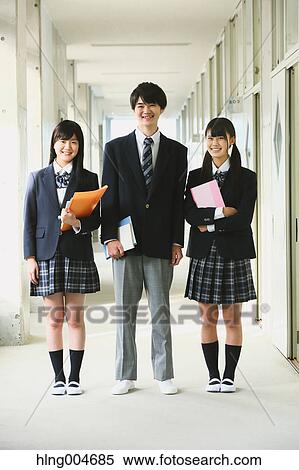 Japanese high-school students in school corridor View Large Photo Image Stock Photography - Japanese high-school students in school corridor. Fotosearch