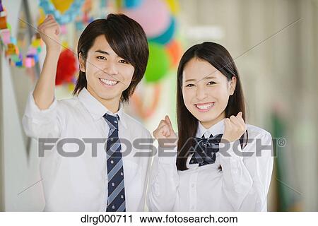Japanese high-school students in decorated school corridor View Large Photo Image Stock Image - Japanese high-school students in decorated school corridor. Fotosearch
