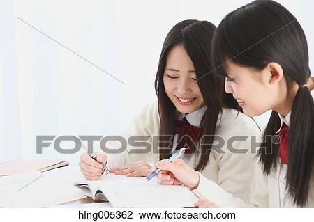Japanese High-school students in uniform studying together View Large Photo Image Stock Image - Japanese High-school students in uniform studying together. Fotosearch