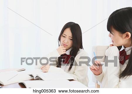 Japanese High-school students in uniform studying together View Large Photo Image Stock Image - Japanese High-school students in uniform studying together. Fotosearch