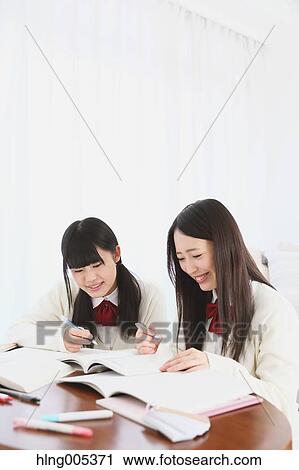 Japanese High-school students in uniform studying together View Large Photo Image Stock Image - Japanese High-school students in uniform studying together. Fotosearch