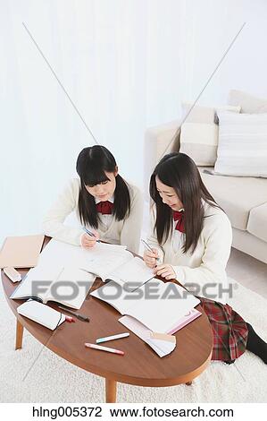 Japanese High-school students in uniform studying together View Large Photo Image Stock Image - Japanese High-school students in uniform studying together. Fotosearch