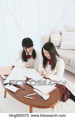 Japanese High-school students in uniform studying together View Large Photo Image Stock Image - Japanese High-school students in uniform studying together. Fotosearch