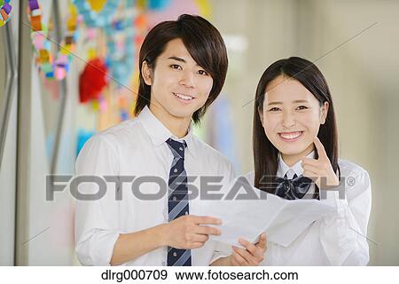 Japanese high-school students in decorated school corridor View Large Photo Image Stock Photo - Japanese high-school students in decorated school corridor. Fotosearch