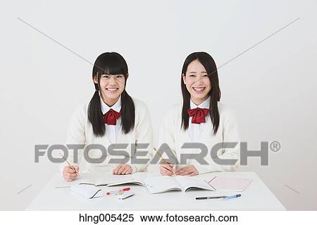 Japanese High-school students in uniform studying together View Large Photo Image Stock Photography - Japanese High-school students in uniform studying together. Fotosearch