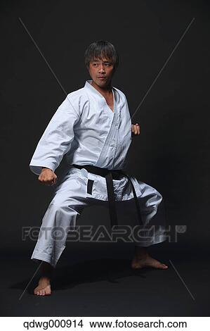 Picture - Japanese karate master training. Fotosearch