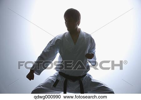 Stock Image - Japanese karate master training. Fotosearch