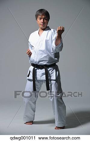 Stock Image - Japanese karate master training. Fotosearch