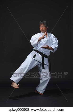 Stock Photo - Japanese karate master training. Fotosearch