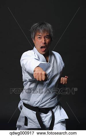 Stock Photo - Japanese karate master training. Fotosearch