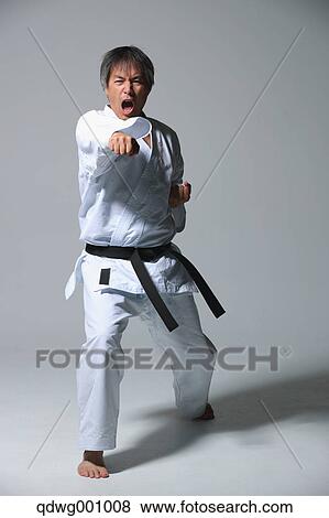 Stock Photo - Japanese karate master training. Fotosearch
