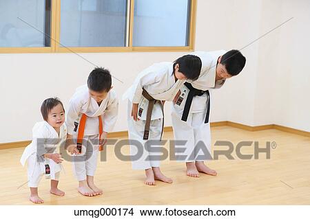 Picture - Japanese kids karate class. Fotosearch