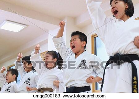 Japanese kids karate class View Large Photo Image Stock Image - Japanese kids karate class. Fotosearch