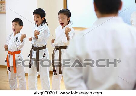Japanese kids karate class View Large Photo Image Stock Image - Japanese kids karate class. Fotosearch