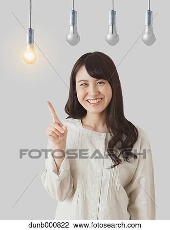 Japanese woman with light bulbs View Large Photo Image Stock Image - Japanese woman with light bulbs. Fotosearch