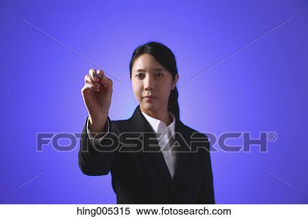 Japanese woman with pen View Large Photo Image Stock Photography - Japanese woman with pen. Fotosearch