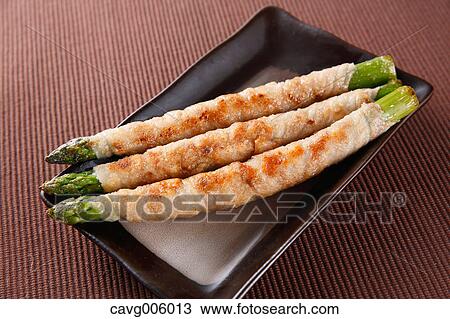 Meat-rolled asparagus View Large Photo Image Stock Image - Meat-rolled asparagus. Fotosearch