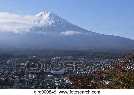 Mount Fuji and Fuji-Yoshida city from Arakura Sengen Shrine, Yamanashi Prefecture, Japan View Large Photo Image Stock Photography - Mount Fuji and Fuji-Yoshida city from Arakura Sengen Shrine, Yamanashi Prefecture, Japan. Fotosearch