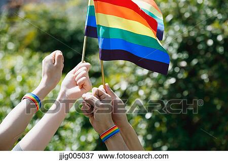 People with rainbow flags View Large Photo Image Stock Photo - People with rainbow flags. Fotosearch