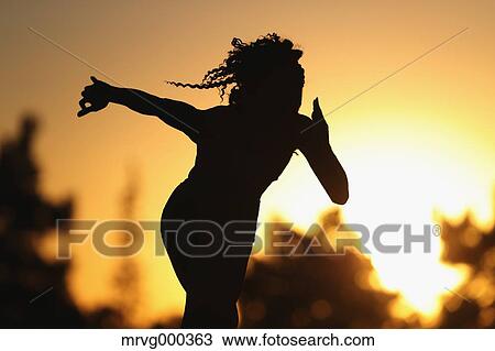 Stock Image - Running female athlete silhouette. Fotosearch