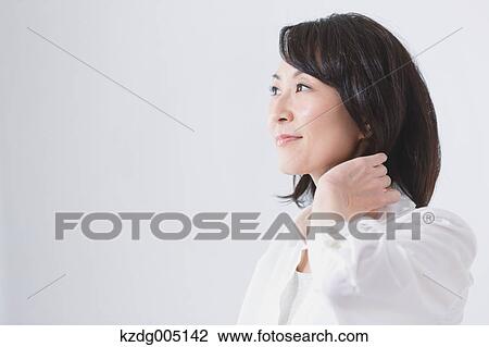 Stock Image - Senior Japanese woman portrait. Fotosearch
