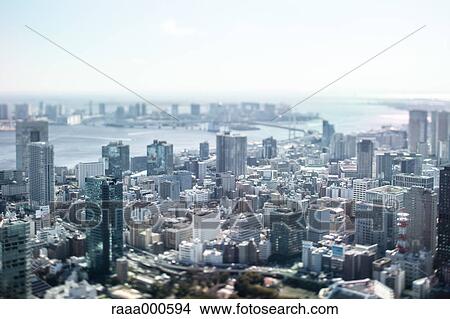 Tilt-shift bird's eye view of Tokyo cityscape, Tokyo, Japan View Large Photo Image Picture - Tilt-shift bird's eye view of Tokyo cityscape, Tokyo, Japan. Fotosearch