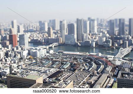 Tilt-shift bird's eye view of Tokyo cityscape, Tokyo, Japan View Large Photo Image Stock Image - Tilt-shift bird's eye view of Tokyo cityscape, Tokyo, Japan. Fotosearch