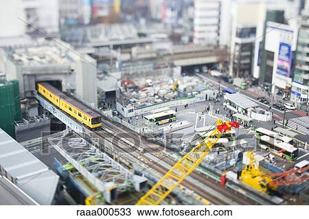 Tilt-shift bird's eye view of Tokyo, Tokyo, Japan View Large Photo Image Stock Image - Tilt-shift bird's eye view of Tokyo, Tokyo, Japan. Fotosearch