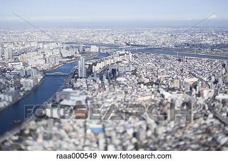 Tilt-shift bird's eye view of Tokyo cityscape, Tokyo, Japan View Large Photo Image Stock Photo - Tilt-shift bird's eye view of Tokyo cityscape, Tokyo, Japan. Fotosearch