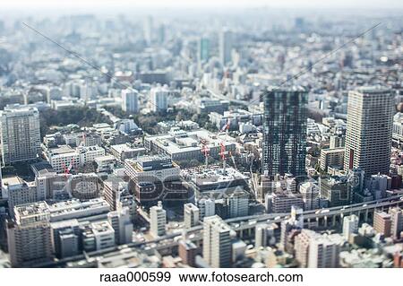 Tilt-shift bird's eye view of Tokyo cityscape, Tokyo, Japan View Large Photo Image Stock Photo - Tilt-shift bird's eye view of Tokyo cityscape, Tokyo, Japan. Fotosearch