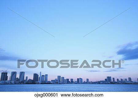 Stock Image - Tokyo bay and cityscape, Tokyo, Japan. Fotosearch