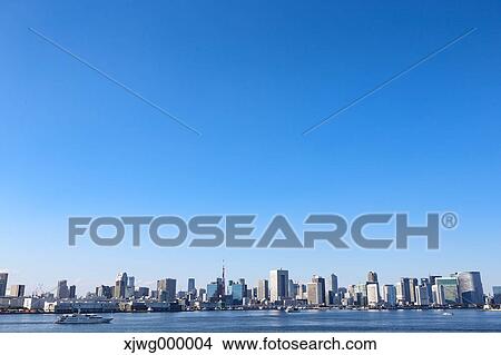 Tokyo cityscape and blue sky, Tokyo, Japan View Large Photo Image Picture - Tokyo cityscape and blue sky, Tokyo, Japan. Fotosearch