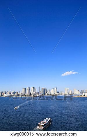 Stock Photography - Tokyo cityscape and blue sky, Tokyo, Japan. Fotosearch