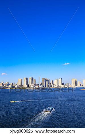 Stock Photography - Tokyo cityscape and blue sky, Tokyo, Japan. Fotosearch