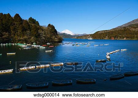 Picture - View of Mount Fuji from Lake Ashi in the morning, Hakone, Japan. Fotosearch