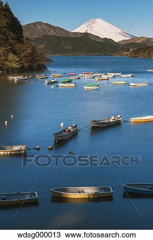Stock Image - View of Mount Fuji from Lake Ashi in the morning, Hakone, Japan. Fotosearch