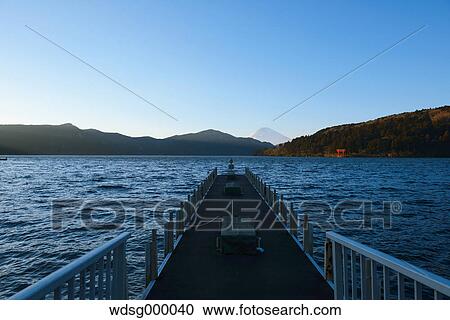 Stock Image - View of Mount Fuji from Lake Ashi in the morning, Hakone, Japan. Fotosearch
