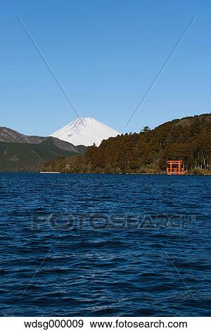 Stock Photo - View of Mount Fuji from Lake Ashi in the morning, Hakone, Japan. Fotosearch