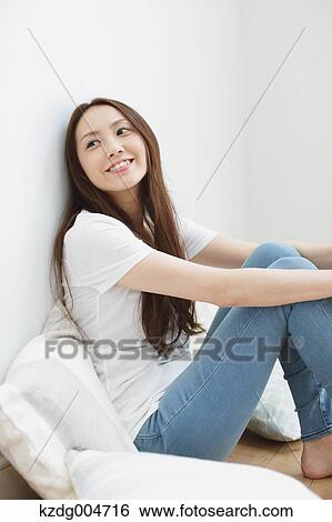 Stock Photograph - Young attractive Japanese woman portrait. Fotosearch